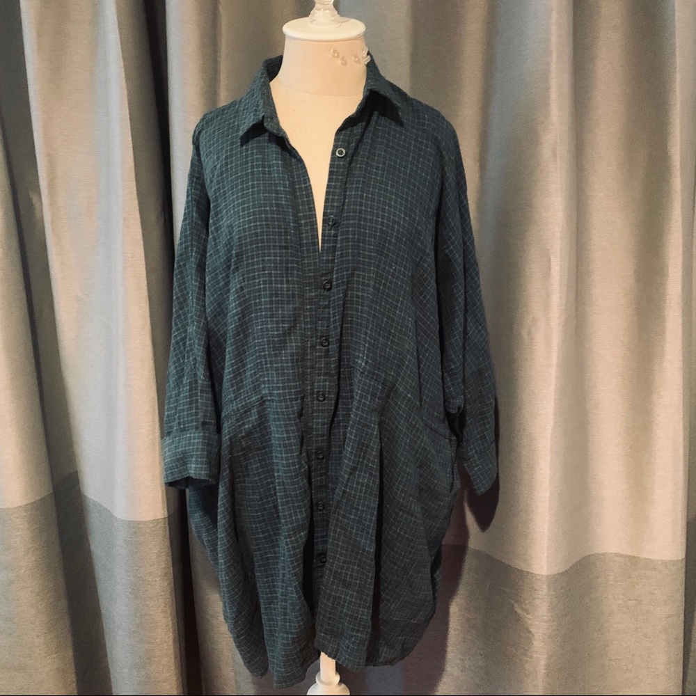 BDG Green black plaid shirt jacket